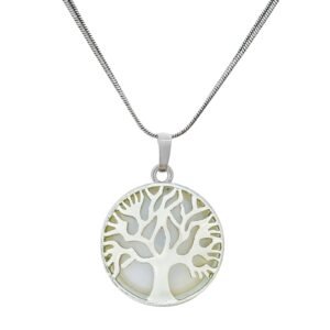 Crystal Tree of Life Pendant Simple White crystal Mineral Jewellery for Men Women Pendulum Necklace Family Tree Necklace Tree of Life Gemstone White crystal