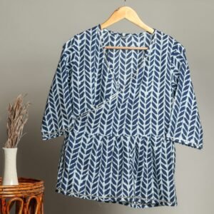 Handmade Block Print Cotton for Women ? Ethnic Floral Printed Top with Long Sleeves